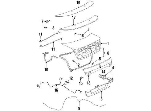 2002 Saturn SC2 Trunk Lid Rear Compartment Lid Latch Assembly Diagram for 21172079