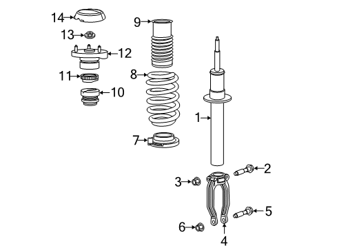 2021 Dodge Challenger Struts & Components - Front SHOCK-SUSPENSION Diagram for 68533962AB