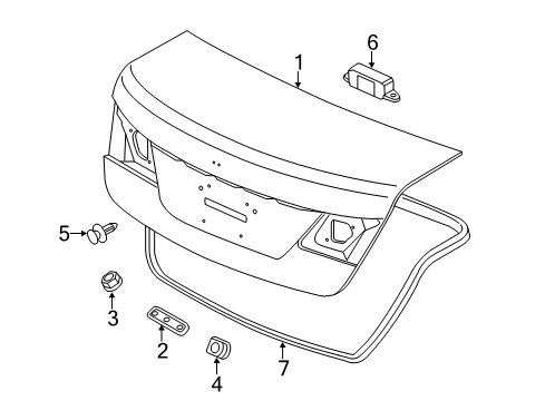 2015 Acura RLX Trunk Lid Weatherstrip, Trunk Lid Diagram for 74865-TY2-A01