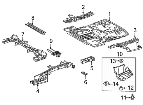 2022 Toyota Highlander Rear Floor & Rails Rear Floor Pan Diagram for 58301-0E902