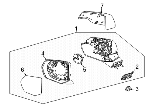 2021 Chevrolet Suburban Mirrors Mirror Glass Diagram for 84642722