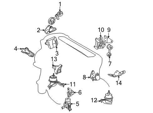 2006 Toyota Camry Engine & Trans Mounting Strut Rod Diagram for 12363-0H050