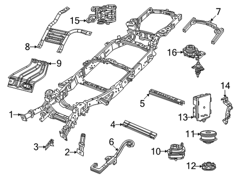 2022 Jeep Wagoneer Frame & Components, Spare Tire Carrier Body Hold Down Diagram for 68403970AA