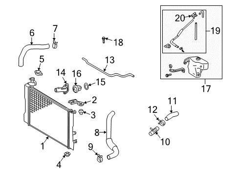 2010 Pontiac Vibe Radiator & Components Gasket, Engine Coolant Thermostat Housing Diagram for 19185389