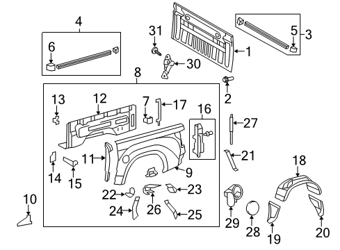 Diagram for 2007 Toyota Tundra Front & Side Panels 
