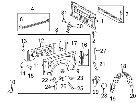 2007 Toyota Tundra Front & Side Panels Corner Panel Diagram for 65504-0C050