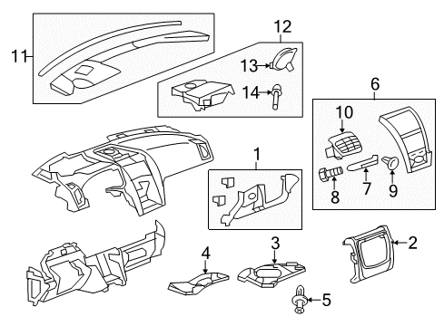 2007 GMC Acadia Cluster & Switches, Instrument Panel Compartment Asm-Instrument Panel Center *Ebony Diagram for 20954154