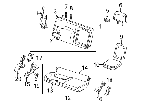 2012 Nissan Frontier Rear Seat Components Trim Rear RH Back Diagram for 88620-9BD0B