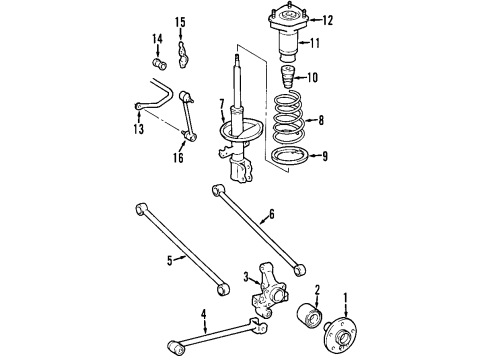 2007 Kia Sportage Rear Suspension Components, Stabilizer Bar Rear Wheel Hub Assembly Diagram for 52710-2E100