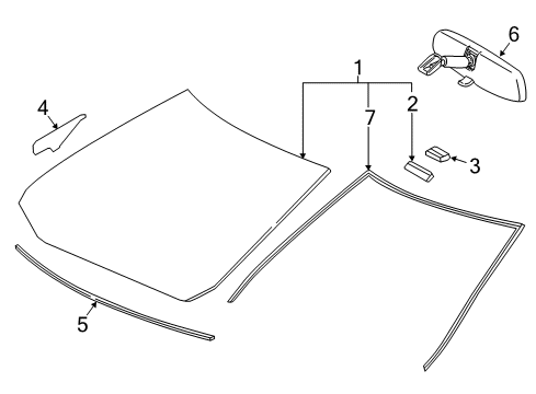 2016 Scion iM Windshield Glass, Reveal Moldings Dam Diagram for 53866-12050