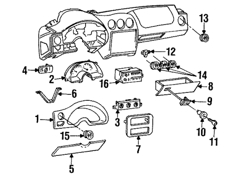1995 Pontiac Firebird Instrument Gauges, Sound System Control Asm-Heater & A/C Diagram for 16183802