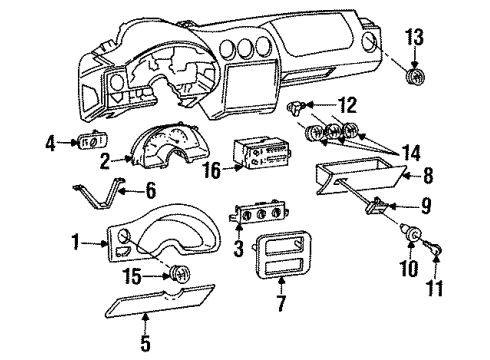 1993 Pontiac Firebird Instrument Gauges, Sound System Heater Control Assembly Diagram for 16190432