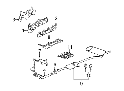 2008 Saturn Vue Exhaust Components, Exhaust Manifold Converter & Pipe Gasket Diagram for 25849161