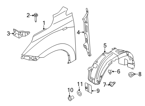 2014 Hyundai Tucson Fender & Components Front Wheel Guard Assembly, Right Diagram for 86812-2S600