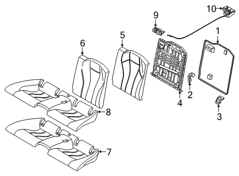 2021 BMW 840i xDrive Rear Seat Components FOAM RUBBER PAD, SEAT, REAR Diagram for 52207444769