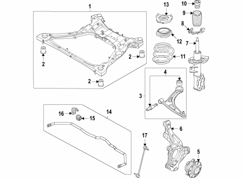 2021 Hyundai Sonata Front Suspension Components, Lower Control Arm, Stabilizer Bar Front Spring Pad, Lower Diagram for 54633-L0000