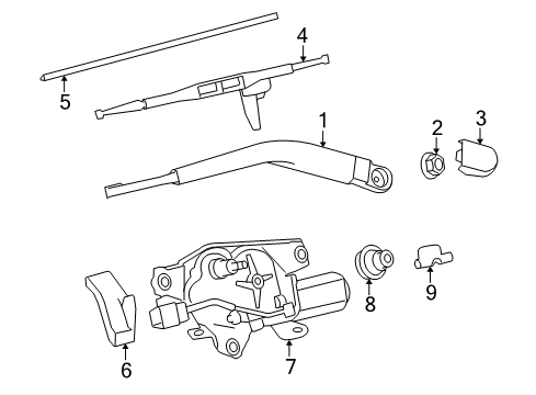 2008 Toyota Sequoia Wiper & Washer Components Wiper Motor Grommet Diagram for 85143-0C020