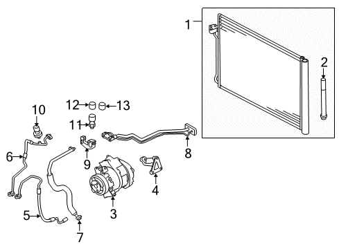 2007 BMW X5 A/C Condenser, Compressor & Lines Exchange Air Conditioning Compressor Diagram for 64529195972