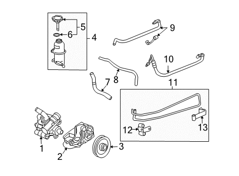 2010 Saturn Sky P/S Pump & Hoses, Steering Gear & Linkage Hose, P/S Fluid Cooler Outlet Diagram for 88967167