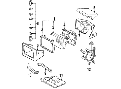 1985 Toyota Celica Headlamps Headlamp Motor Diagram for 85660-14040