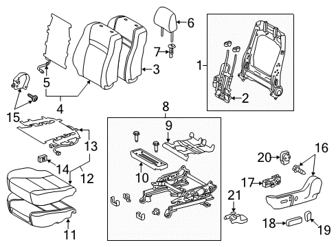 2013 Toyota Camry Driver Seat Components Cushion Cover Diagram for 71072-06D23-C5