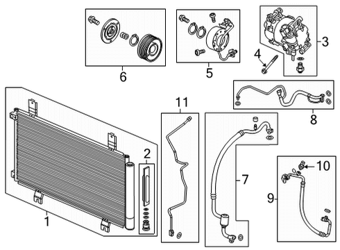 2022 Honda Civic A/C Condenser, Compressor & Lines W-CONDENSER ASSY Diagram for 80100-T21-A02