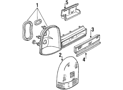 1989 Oldsmobile Cutlass Supreme Tail Lamps LENS, Rear License Lamp Diagram for 16508404