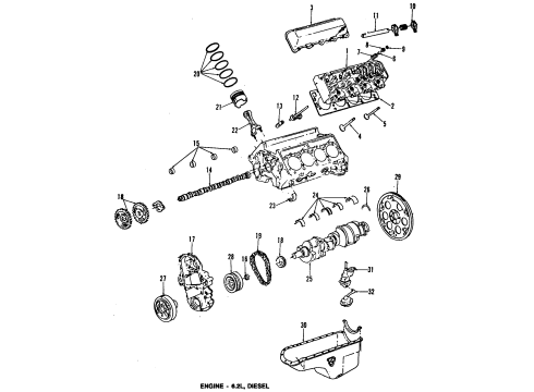1991 Chevrolet G20 Engine Parts, Mounts, Cylinder Head & Valves, Camshaft & Timing, Oil Pan, Oil Pump, Crankshaft & Bearings, Pistons, Rings & Bearings Front Crank Seal Diagram for 23500286