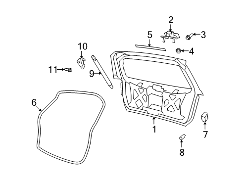 2010 Dodge Journey Lift Gate Screw-HEXAGON Head Diagram for 6508839AA