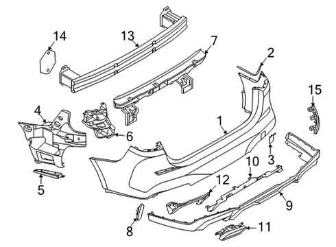 2021 BMW M235i xDrive Gran Coupe Bumper & Components - Rear REFLECTOR, REAR LEFT Diagram for 63148075977