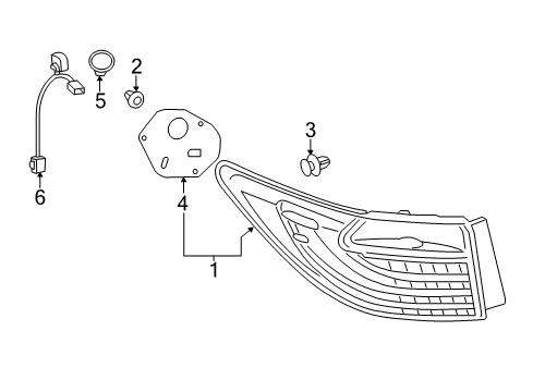 2016 Lexus ES300h Bulbs Packing, Rear Combination Diagram for 81554-33640