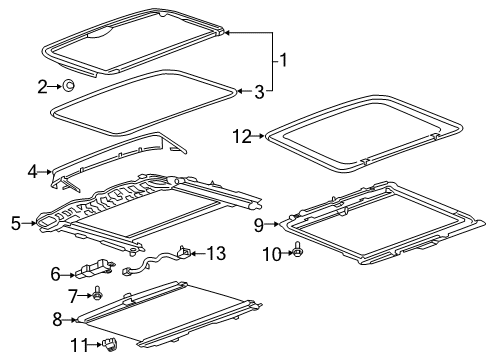 2019 Buick Enclave Sunroof Glass Weatherstrip Diagram for 84136408