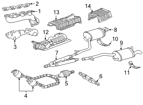 2001 Lexus LS430 Exhaust Components Front Exhaust Pipe Assembly Diagram for 17410-50310