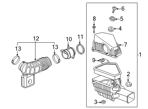2009 Cadillac CTS Air Intake Air Cleaner Assembly Diagram for 25774676