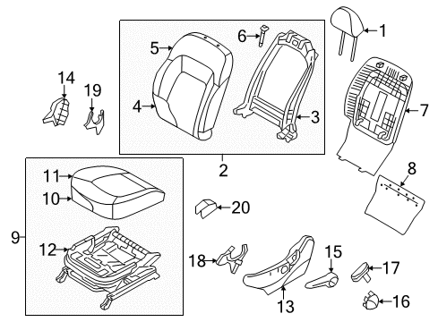 2016 Kia Sportage Power Seats Back Assembly-Front Seat Driver Diagram for 883033W002EAQ