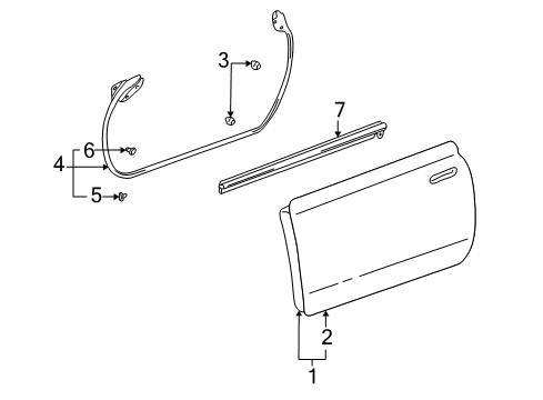 2003 Toyota MR2 Spyder Door & Components, Exterior Trim Door Weatherstrip Diagram for 67862-17040