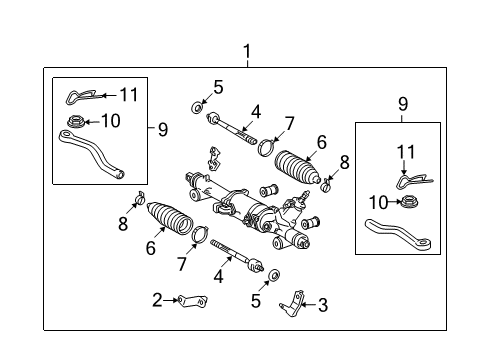 2008 Lexus GS460 Steering Column & Wheel, Steering Gear & Linkage End Sub-Assy, Steering Rack Diagram for 45503-30080