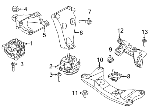 2016 BMW 228i Engine & Trans Mounting Gearbox Support Diagram for 22316796603
