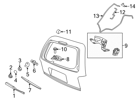 2014 Lincoln Navigator Wiper & Washer Components Wiper Arm Cap Diagram for 9L1Z-17C526-B