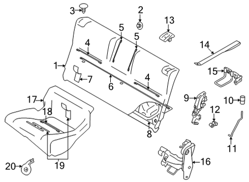 2022 Toyota GR86 Rear Seat Components Seat Back Cover Clip Diagram for SU003-04228