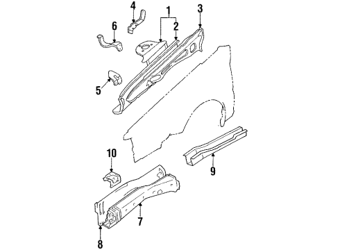 1985 Nissan Maxima Structural Components & Rails Bracket Battery Diagram for 64860-16E00