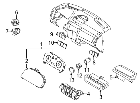 2011 Ford Focus Switches Cluster Assembly Diagram for AS4Z-10849-FA