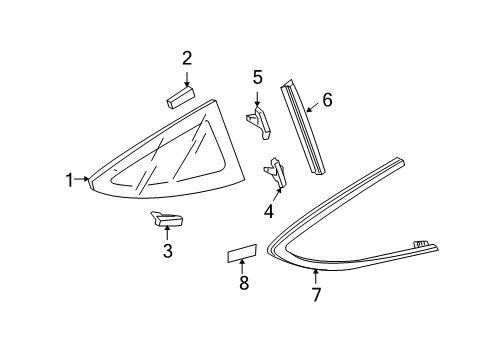 2012 Honda Accord Quarter Panel - Glass & Hardware Glass, L. Quarter (Green)(Ln) Diagram for 73561-TE0-000