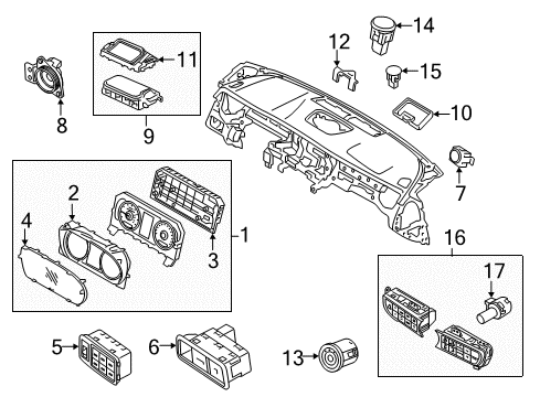 2017 Kia K900 Automatic Temperature Controls Switch Assembly-Trunk Lid Diagram for 937503T205