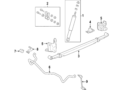 2003 Toyota Tundra Rear Suspension Components, Stabilizer Bar Leaf Spring Diagram for 48220-AF041