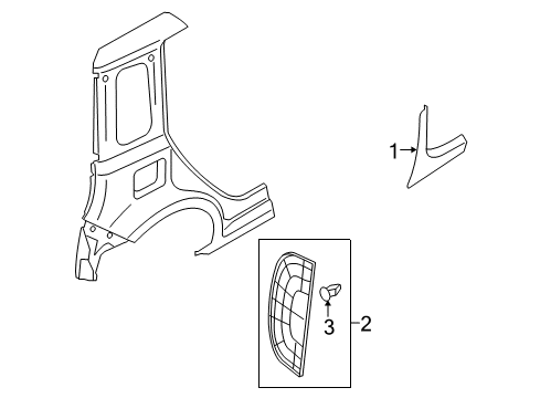 2010 Nissan Cube Exterior Trim - Quarter Panel FINISHER-Pillar R Diagram for 768A0-1FA0A