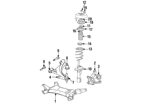 1991 Dodge Caravan Front Suspension Components, Lower Control Arm, Stabilizer Bar Spring Diagram for 4322852
