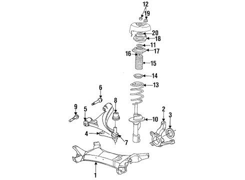 1991 Dodge Caravan Front Suspension Components, Lower Control Arm, Stabilizer Bar STRUT DMP Front Suspension POSITIO Diagram for 4743642