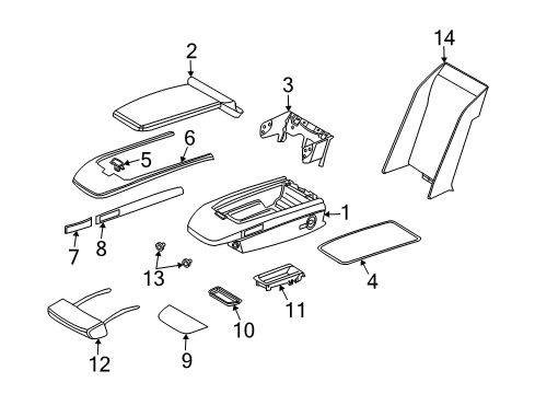 2002 BMW 745i Seats & Tracks - Armrest Armrest Panel Diagram for 52207051750
