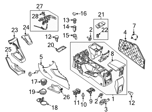 2014 Ford Focus Parking Brake Center Console Diagram for CV6Z-58045A36-JB